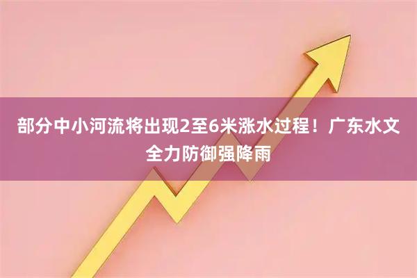 部分中小河流将出现2至6米涨水过程！广东水文全力防御强降雨
