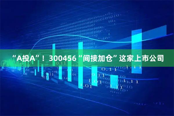 “A投A”！300456“间接加仓”这家上市公司